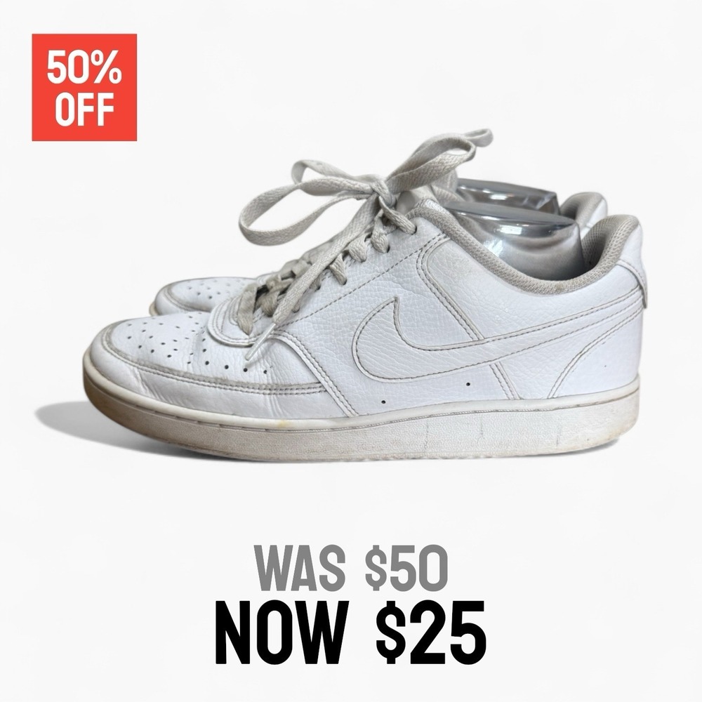 Nike Mens Court Vision Low CD5463-100 White & White Casual Shoes Sneakers Size 8